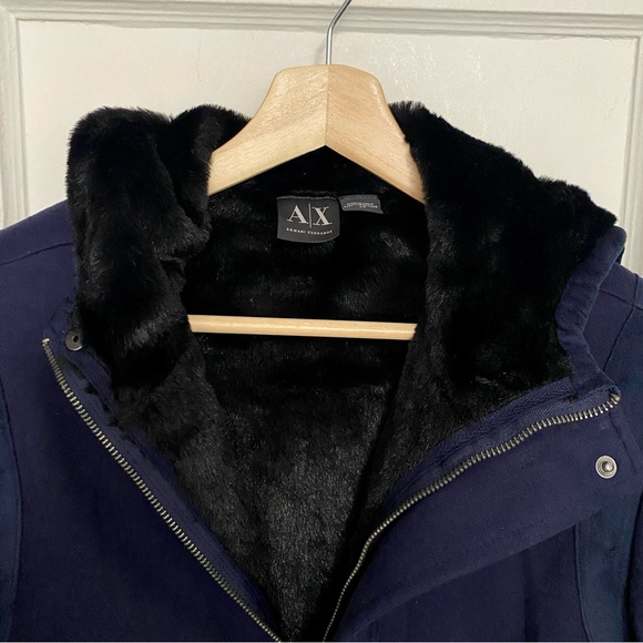 Armani Exchange Men’s Navy Cozy Lined Zip Up Hooded Sweater | Size S - Picture 3 of 4